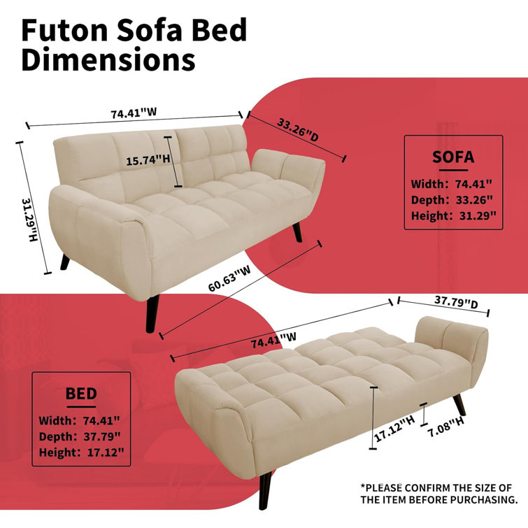 Oliver Convertible Futon Sofabed Linen Sleeper Couch 74.41